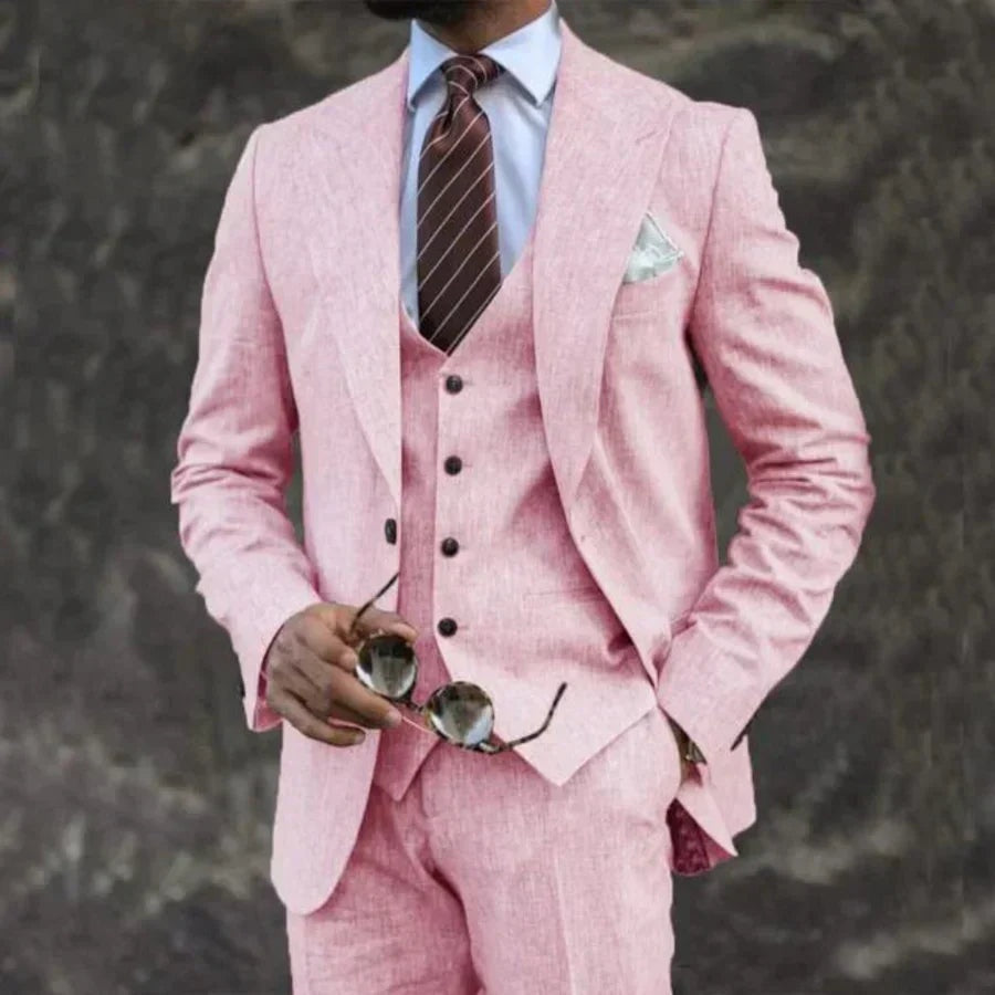 Traje de Tres Piezas Slim Fit Blazer Chaleco