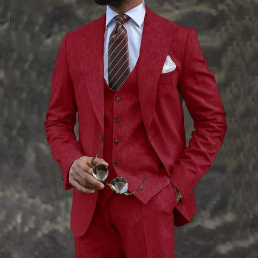 Traje de Tres Piezas Slim Fit Blazer Chaleco