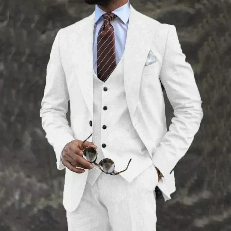 Traje de Tres Piezas Slim Fit Blazer Chaleco