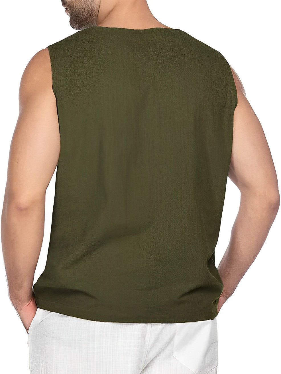Camiseta Sin Mangas Oversize Escote Cordones Bolsillo