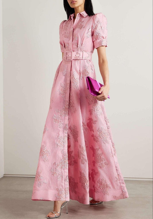Vestido Floral de Mangas Cortas con Volumen