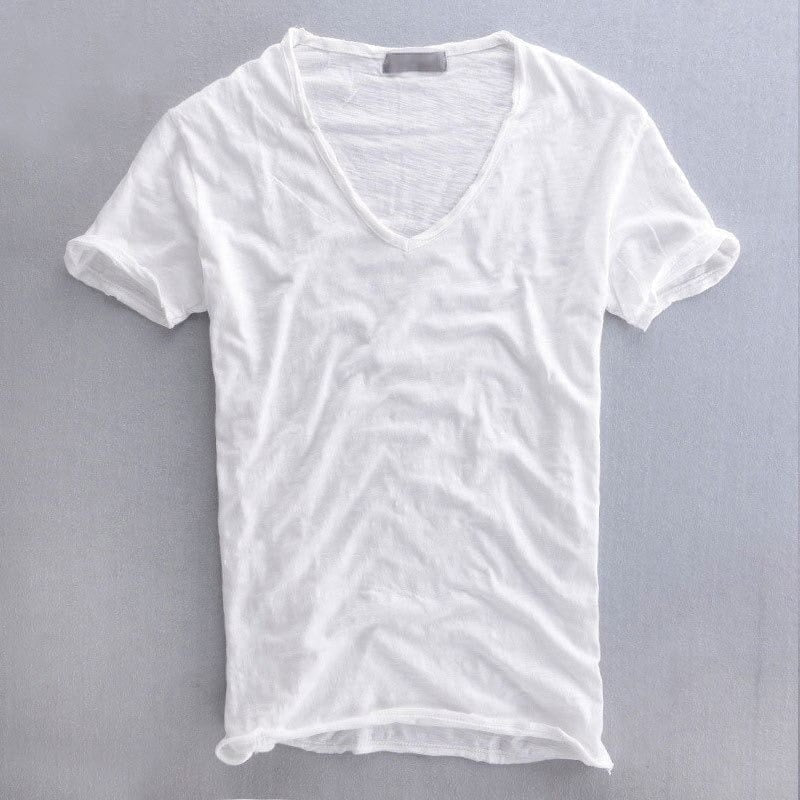 Camiseta Cuello V Slim Fit Manga Corta