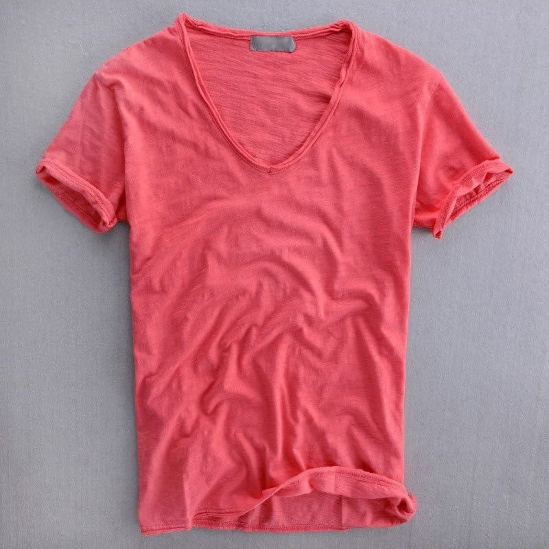 Camiseta Cuello V Slim Fit Manga Corta