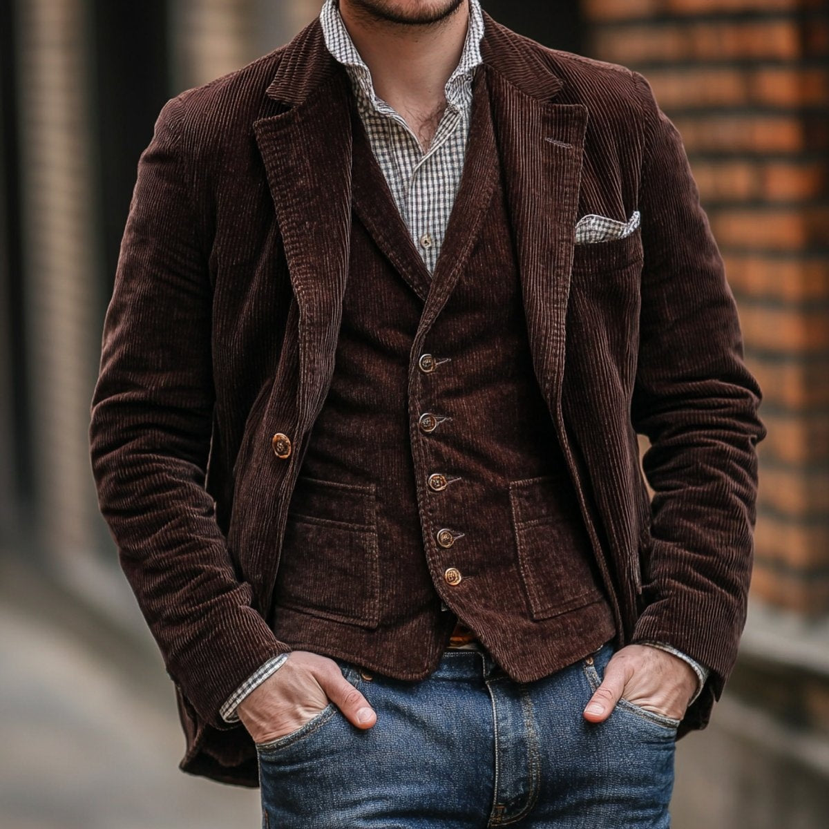 Chaqueta Americana de Pana con Gilet a Juego