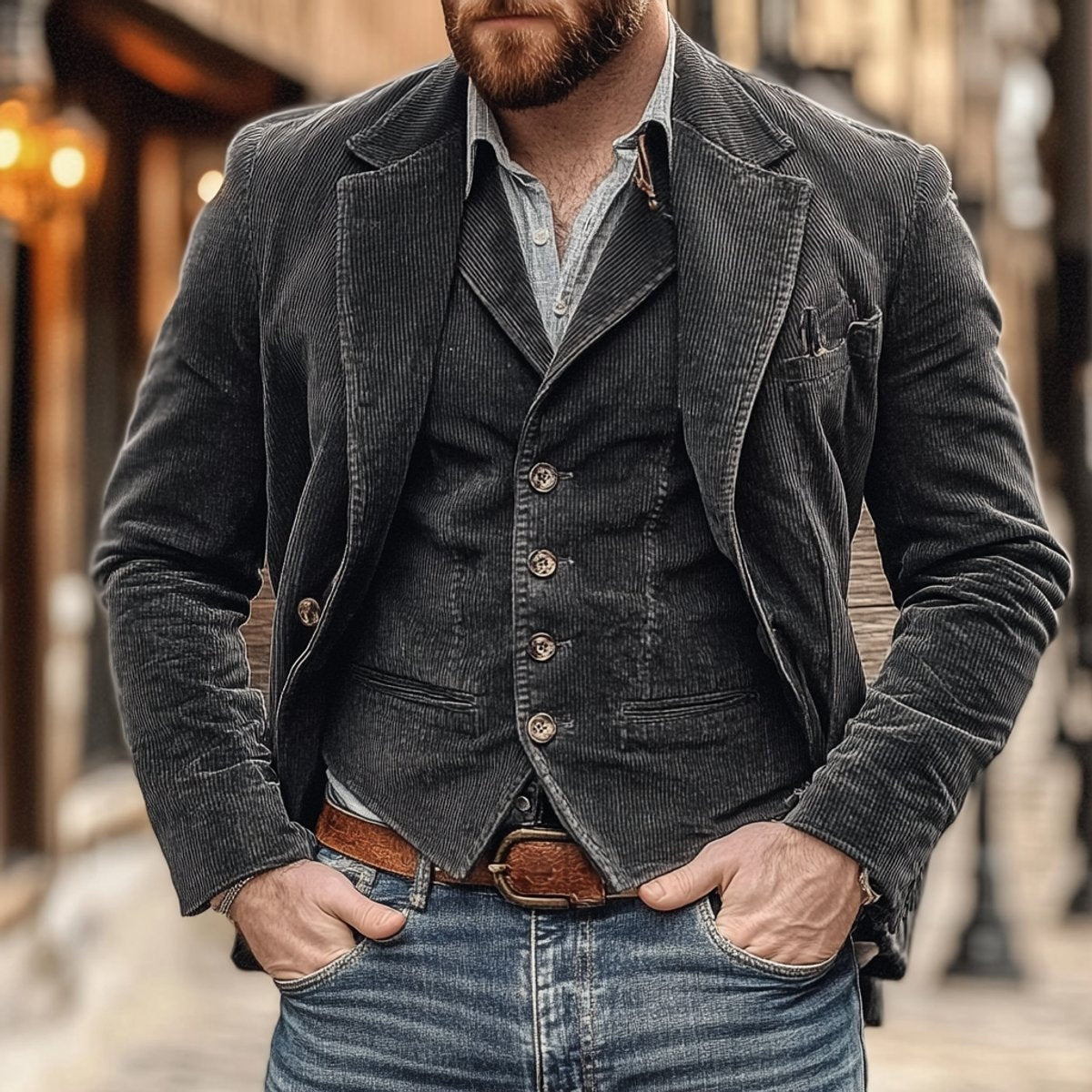 Chaqueta Americana de Pana con Gilet a Juego