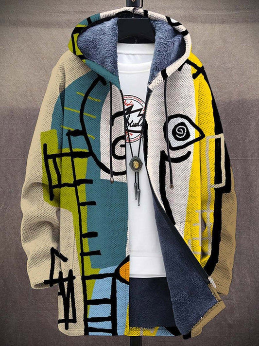 Jersey de Punto con Capucha, Estampado Artístico Oversize
