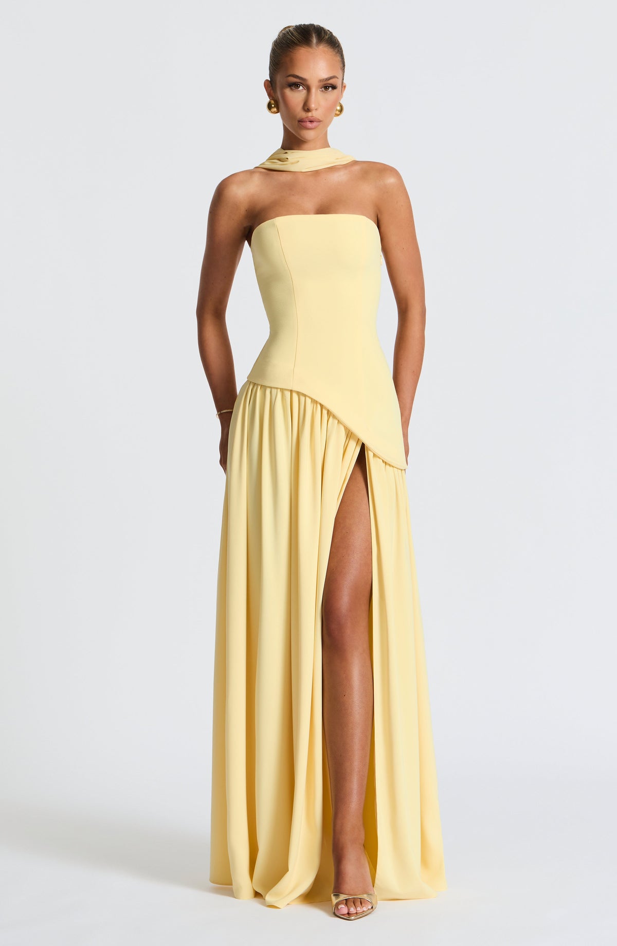Vestido Maxi Bustier con Falda Fluida