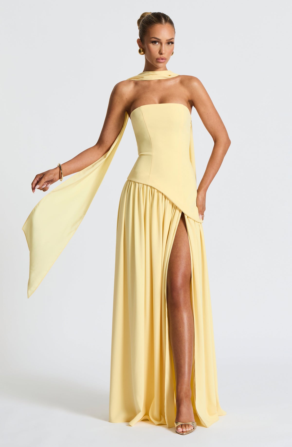 Vestido Maxi Bustier con Falda Fluida