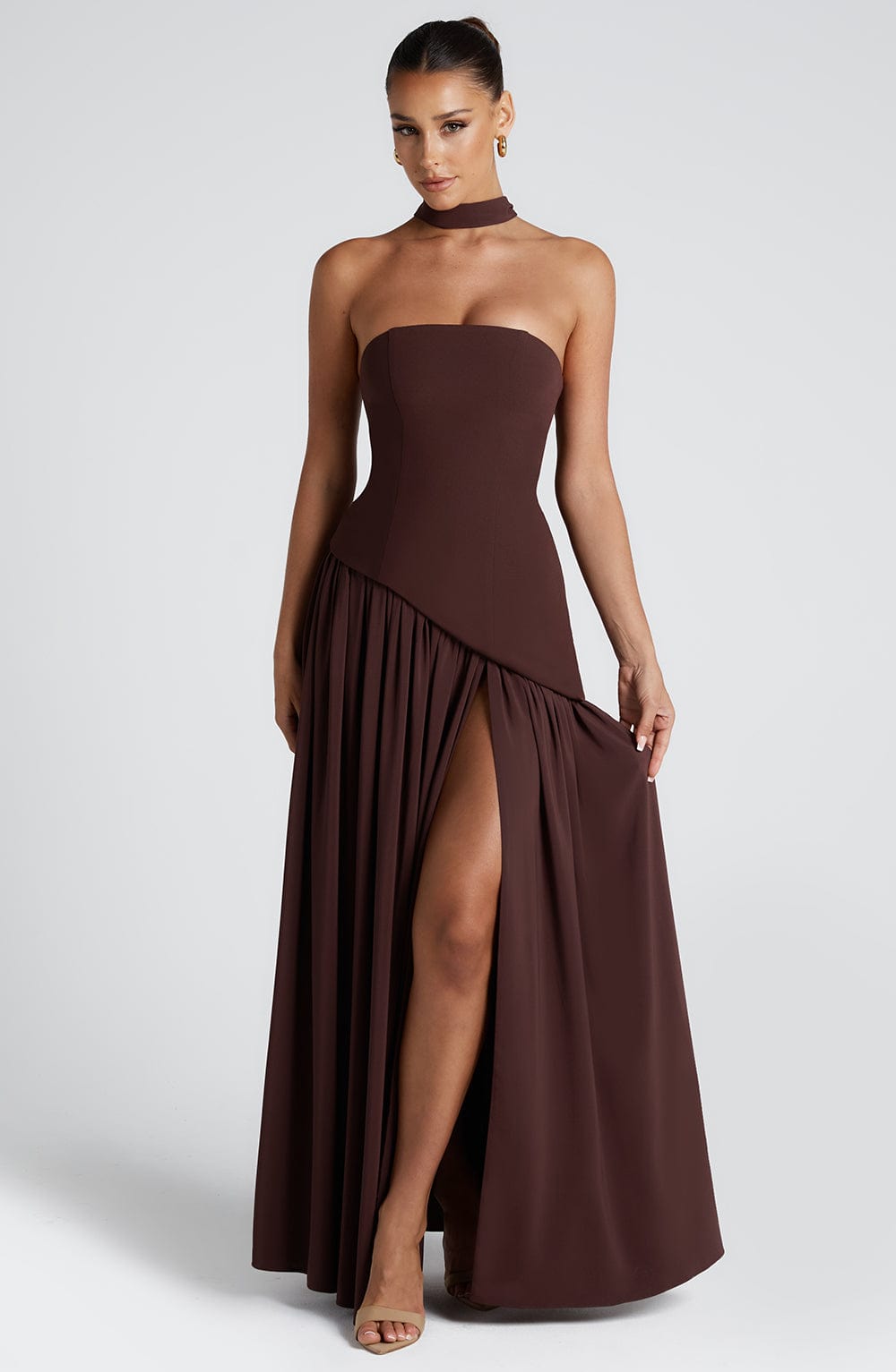 Vestido Maxi Bustier con Falda Fluida