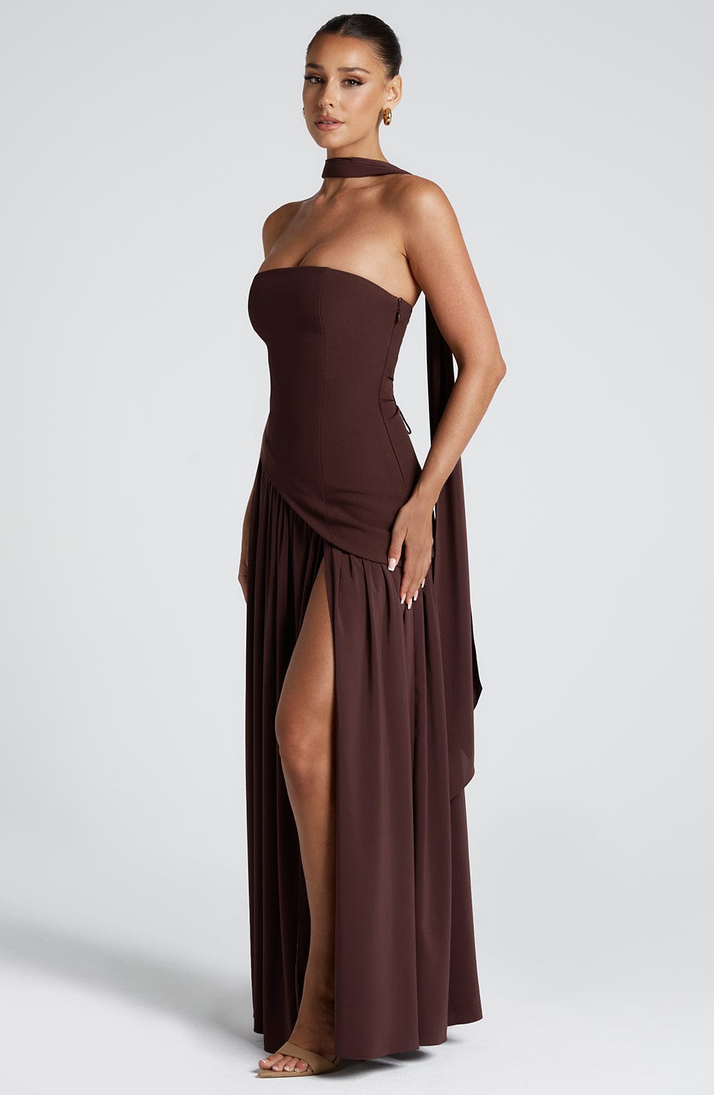 Vestido Maxi Bustier con Falda Fluida