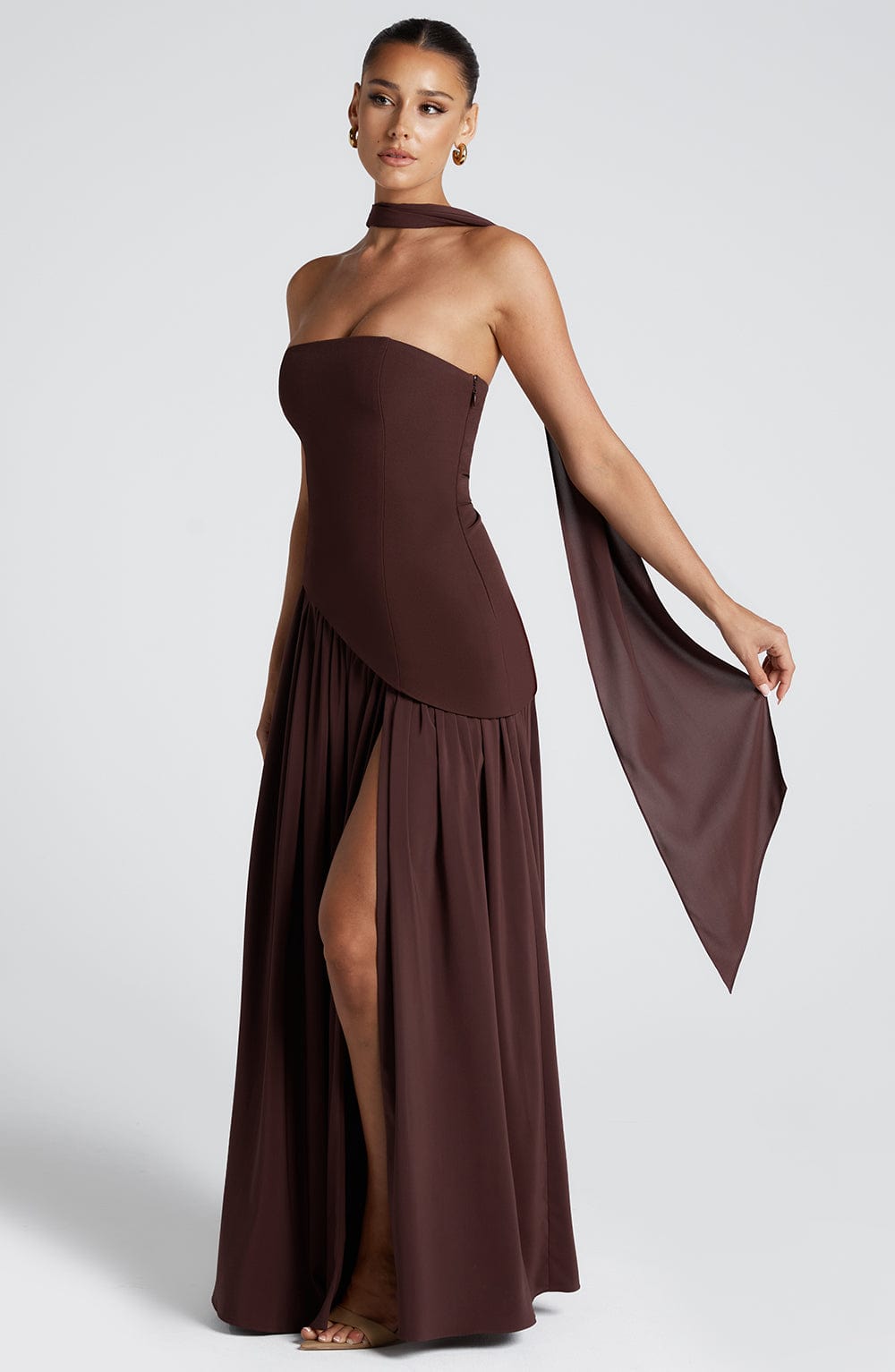 Vestido Maxi Bustier con Falda Fluida