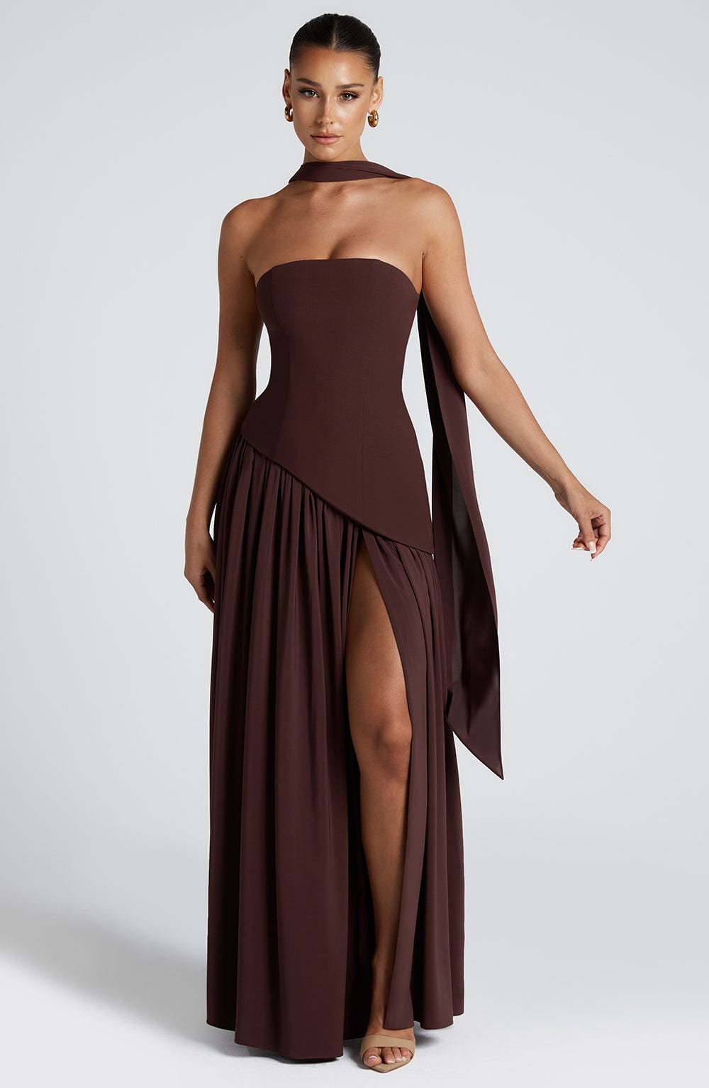 Vestido Maxi Bustier con Falda Fluida