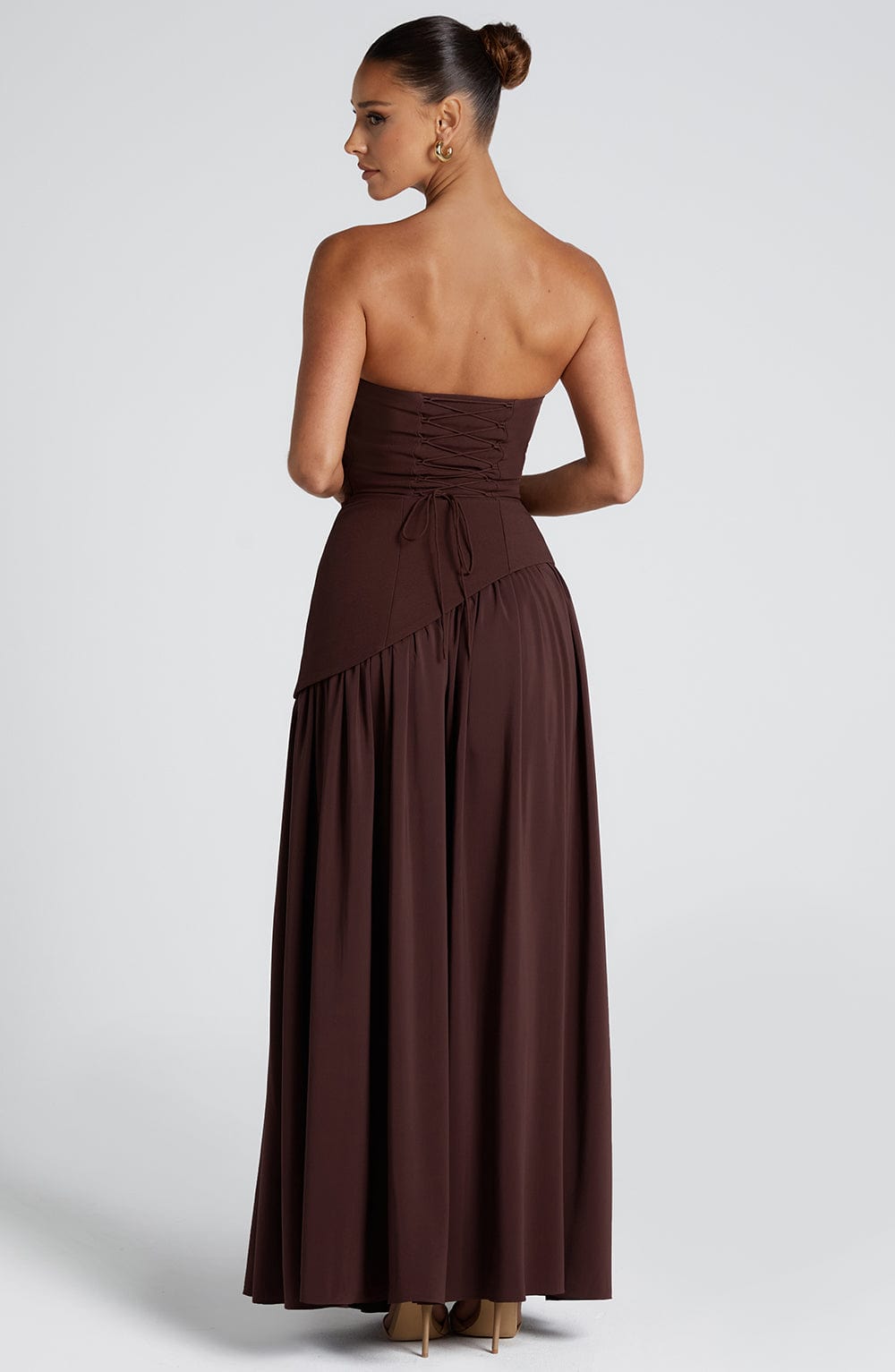 Vestido Maxi Bustier con Falda Fluida