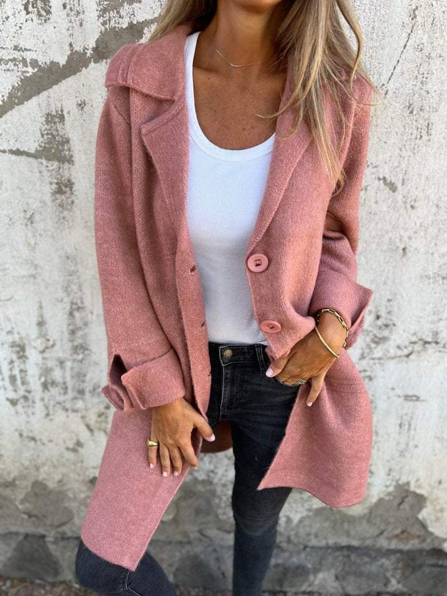 Abrigo de Paño para Mujer, Cuello Solapa