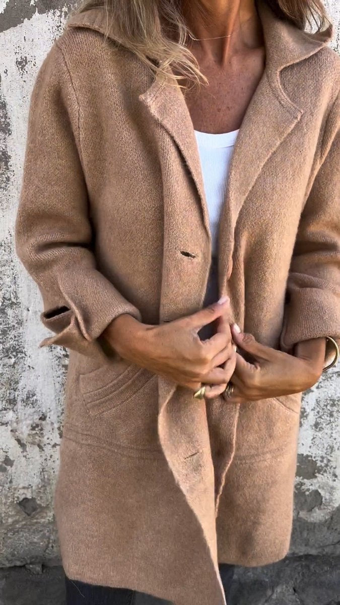 Abrigo de Paño para Mujer, Cuello Solapa