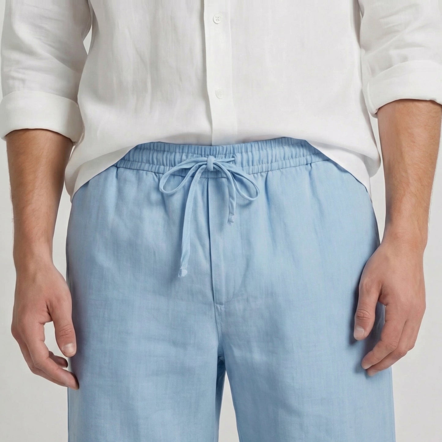 Bermudas de Lino Cintura Elástica Cordón