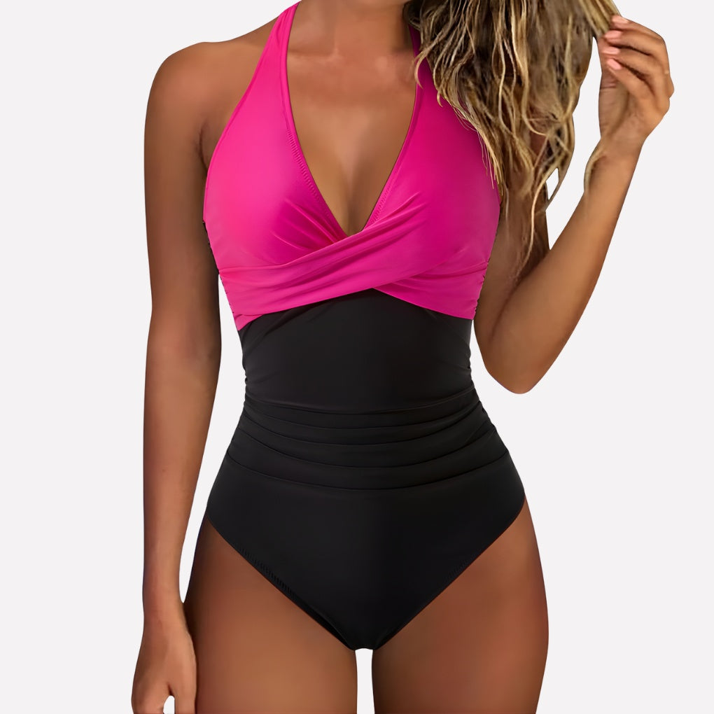 Bañador Reductor Escote V Halter Fruncido