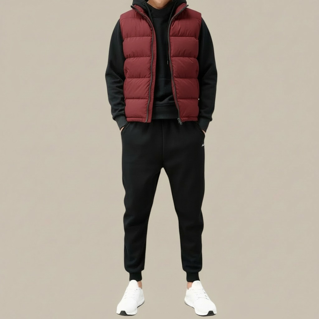 Chaleco Acolchado sin Mangas para Hombre, Cremallera