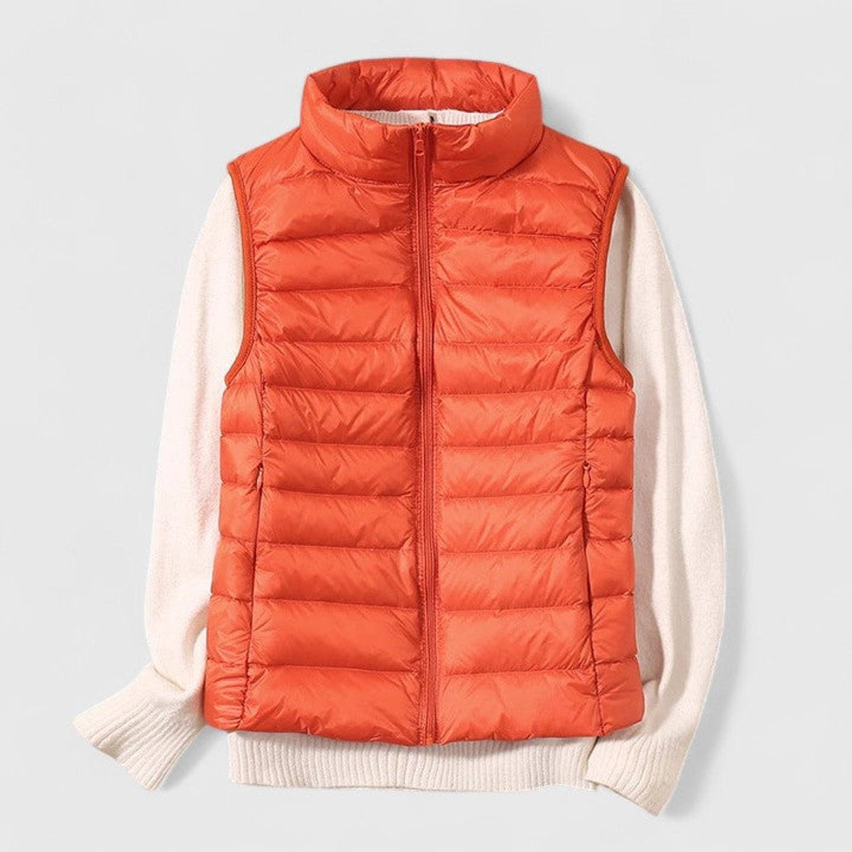 Chaleco Acolchado Ligero para Mujer, Cuello Alto