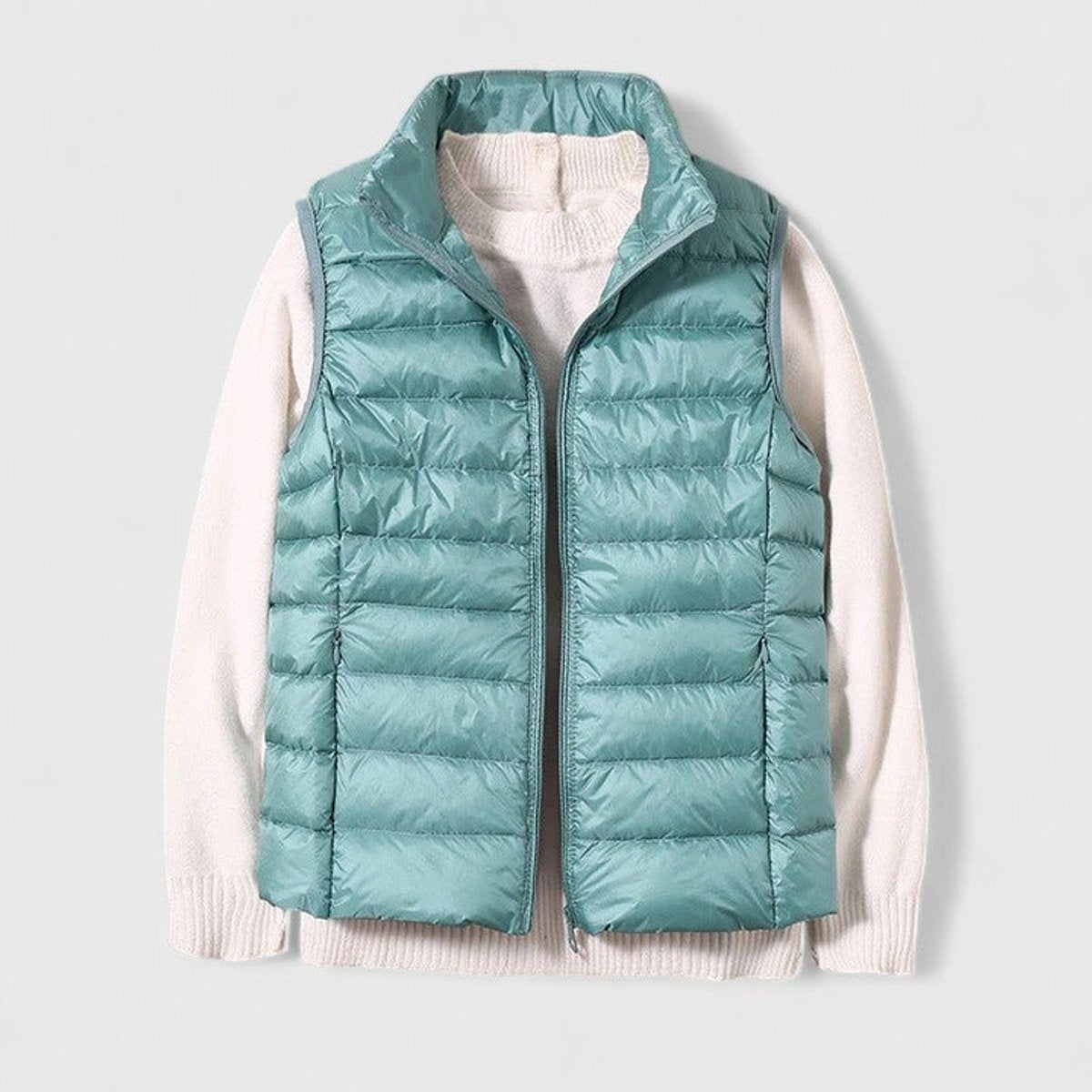 Chaleco Acolchado Ligero para Mujer, Cuello Alto