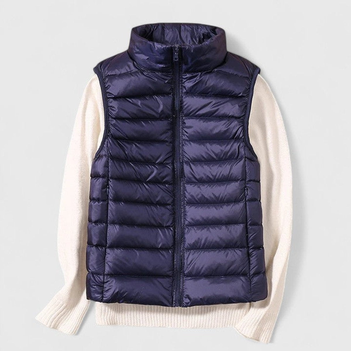 Chaleco Acolchado Ligero para Mujer, Cuello Alto