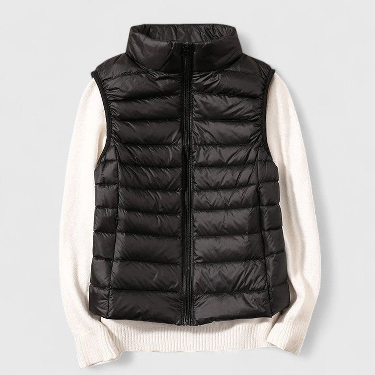 Chaleco Acolchado Ligero para Mujer, Cuello Alto