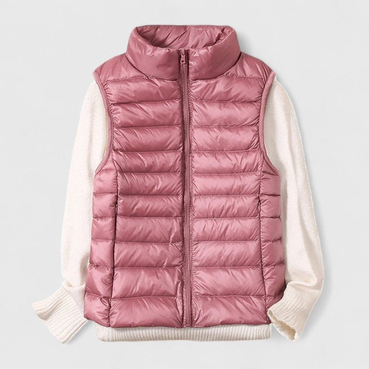 Chaleco Acolchado Ligero para Mujer, Cuello Alto