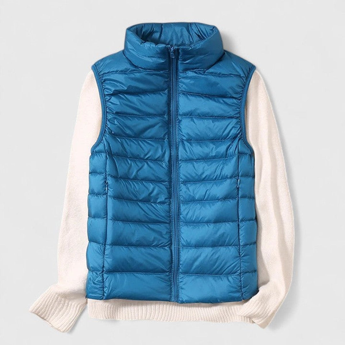 Chaleco Acolchado Ligero para Mujer, Cuello Alto