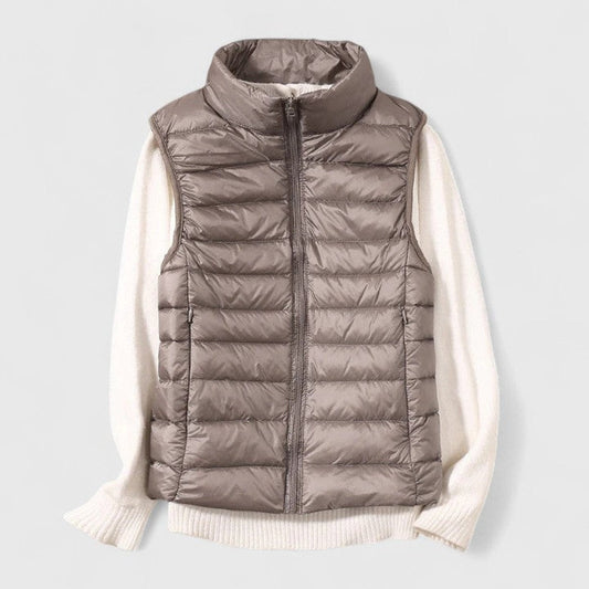 Chaleco Acolchado Ligero para Mujer, Cuello Alto