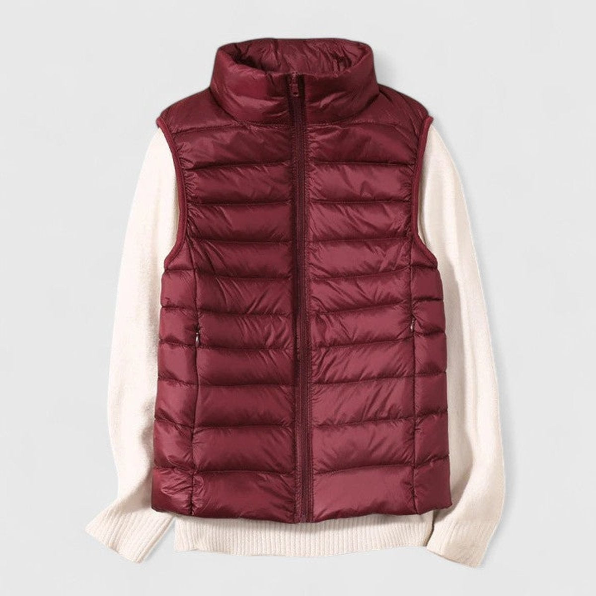 Chaleco Acolchado Ligero para Mujer, Cuello Alto