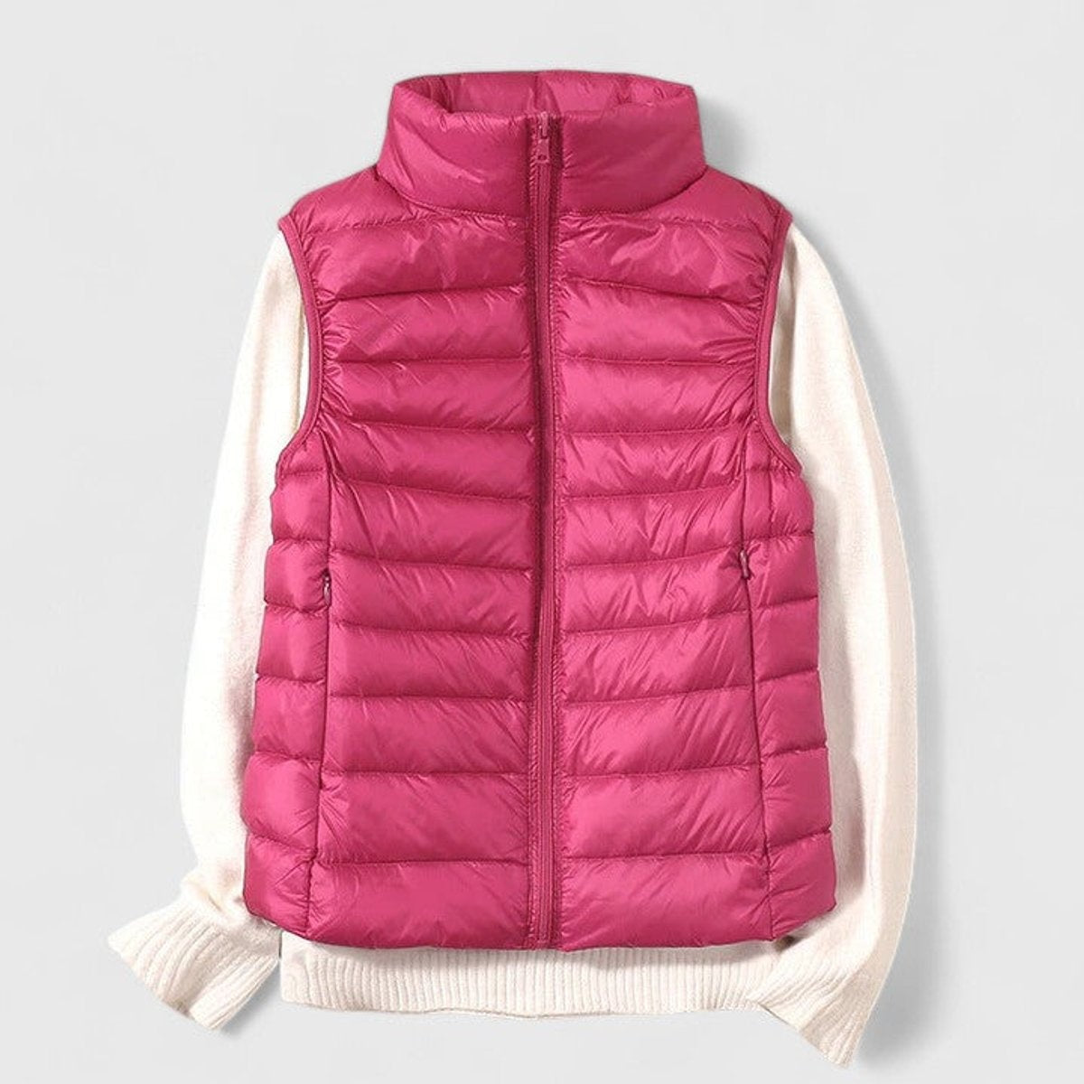 Chaleco Acolchado Ligero para Mujer, Cuello Alto