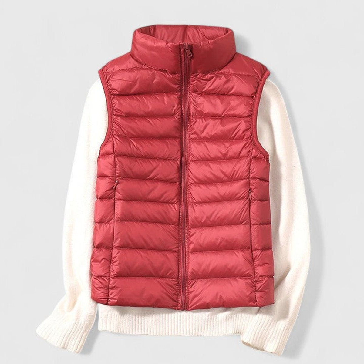 Chaleco Acolchado Ligero para Mujer, Cuello Alto