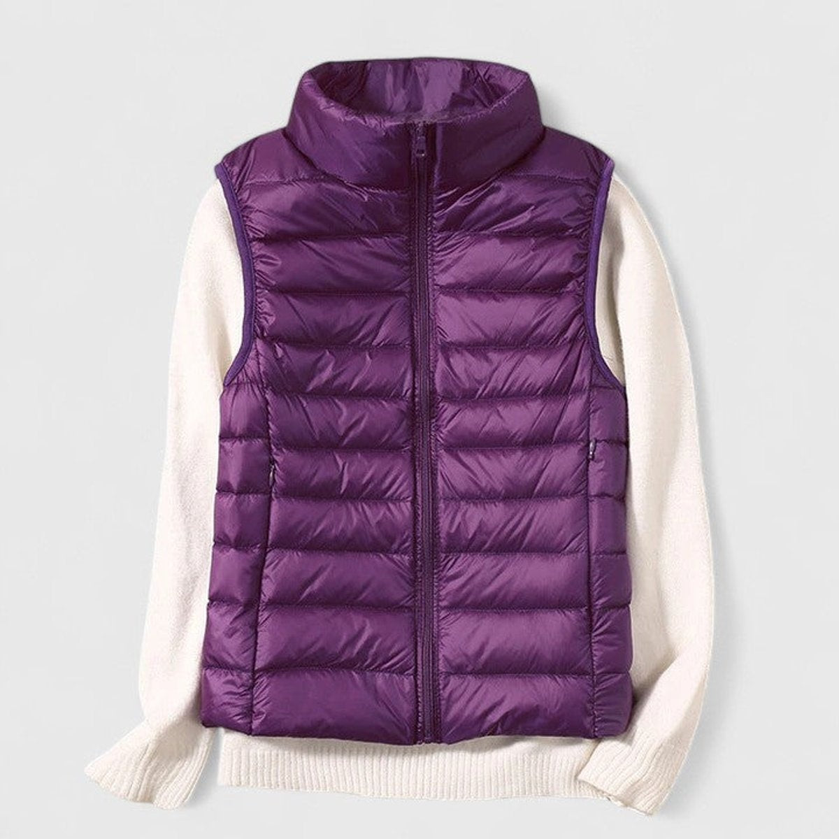 Chaleco Acolchado Ligero para Mujer, Cuello Alto