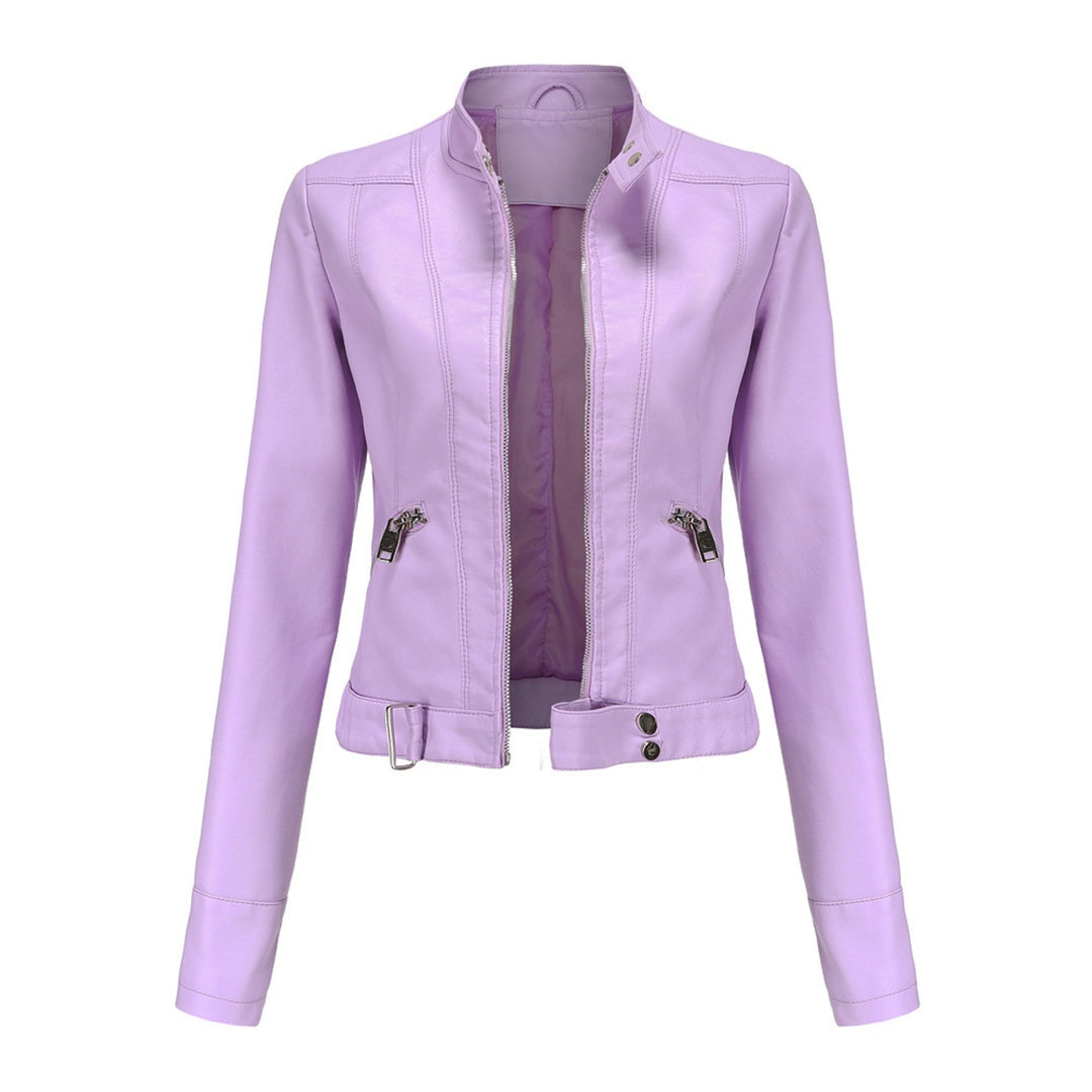 Cazadora Biker de Piel, Cuello Mao