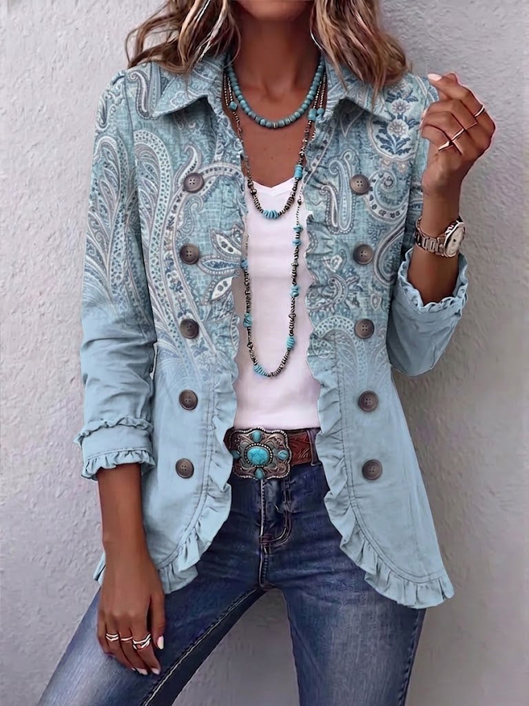 Chaqueta de Cachemira Vintage con Volantes