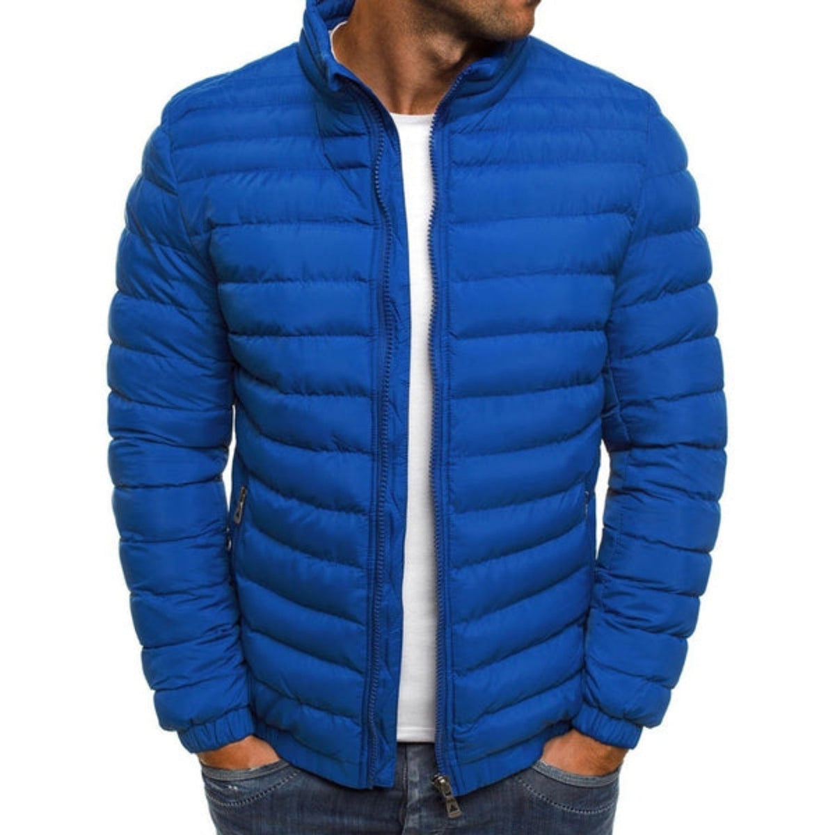 Chaqueta Acolchada Ligera para Hombre, Cuello Alto