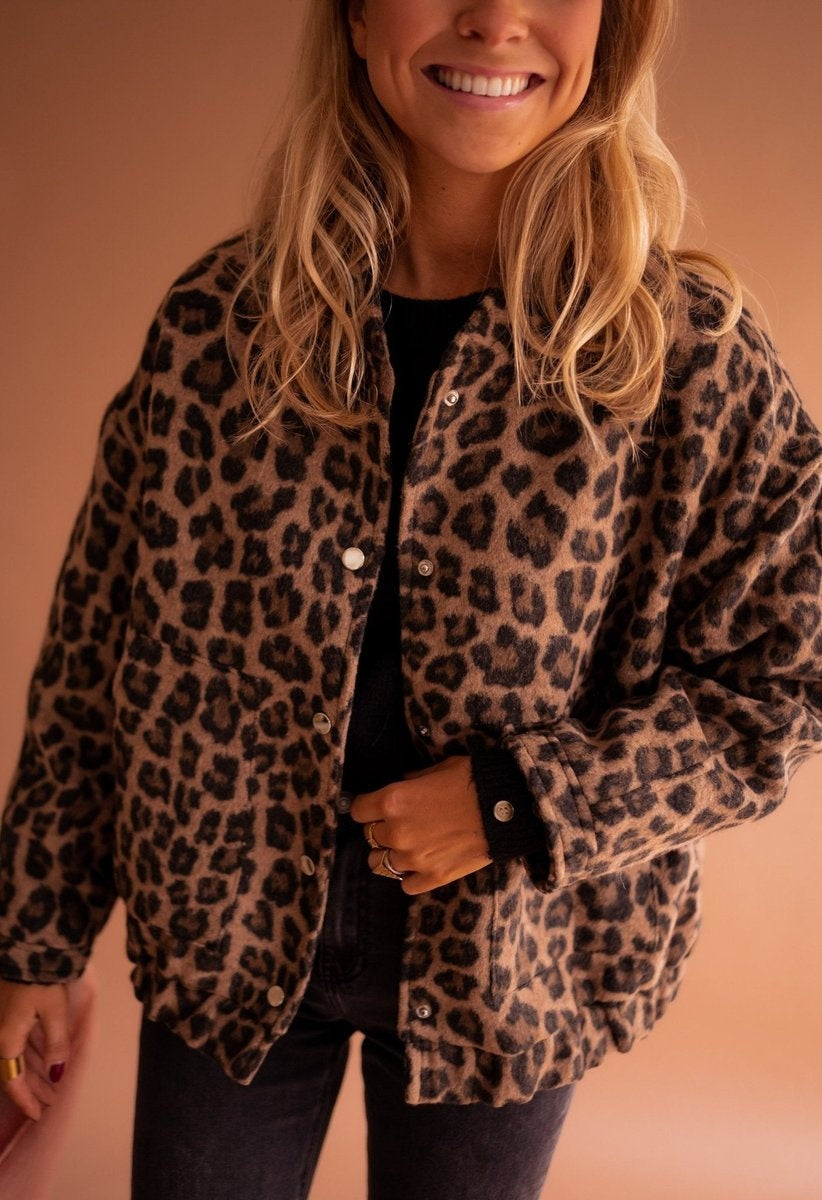 Cazadora Acolchada Estampado Leopardo Oversize