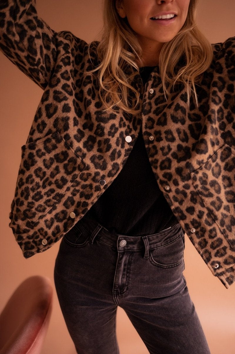 Cazadora Acolchada Estampado Leopardo Oversize