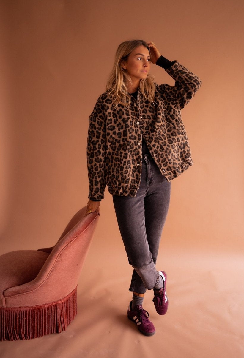 Cazadora Acolchada Estampado Leopardo Oversize