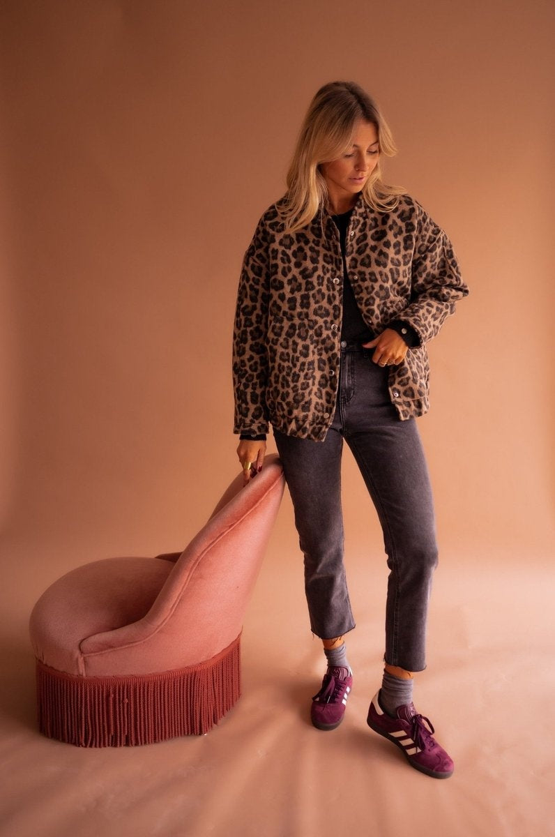 Cazadora Acolchada Estampado Leopardo Oversize