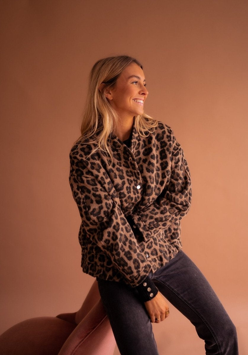 Cazadora Acolchada Estampado Leopardo Oversize