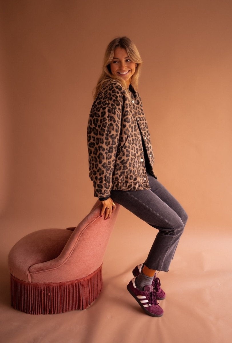 Cazadora Acolchada Estampado Leopardo Oversize