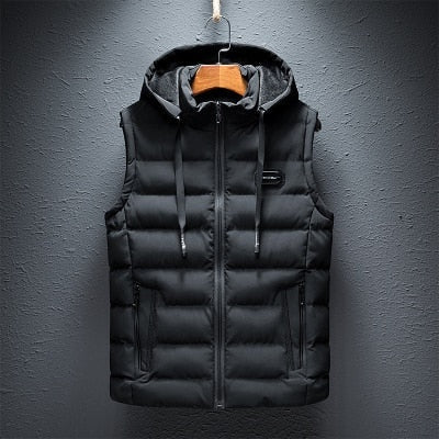 Chaleco Acolchado con Capucha para Hombre, Cremallera