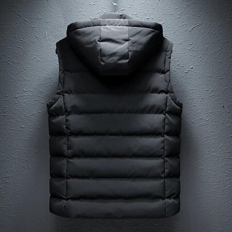 Chaleco Acolchado con Capucha para Hombre, Cremallera