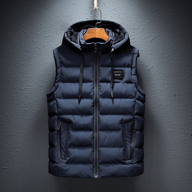 Chaleco Acolchado con Capucha para Hombre, Cremallera
