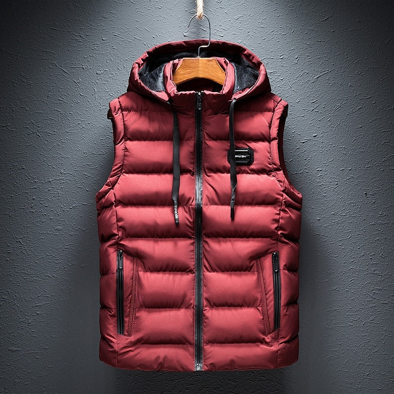 Chaleco Acolchado con Capucha para Hombre, Cremallera
