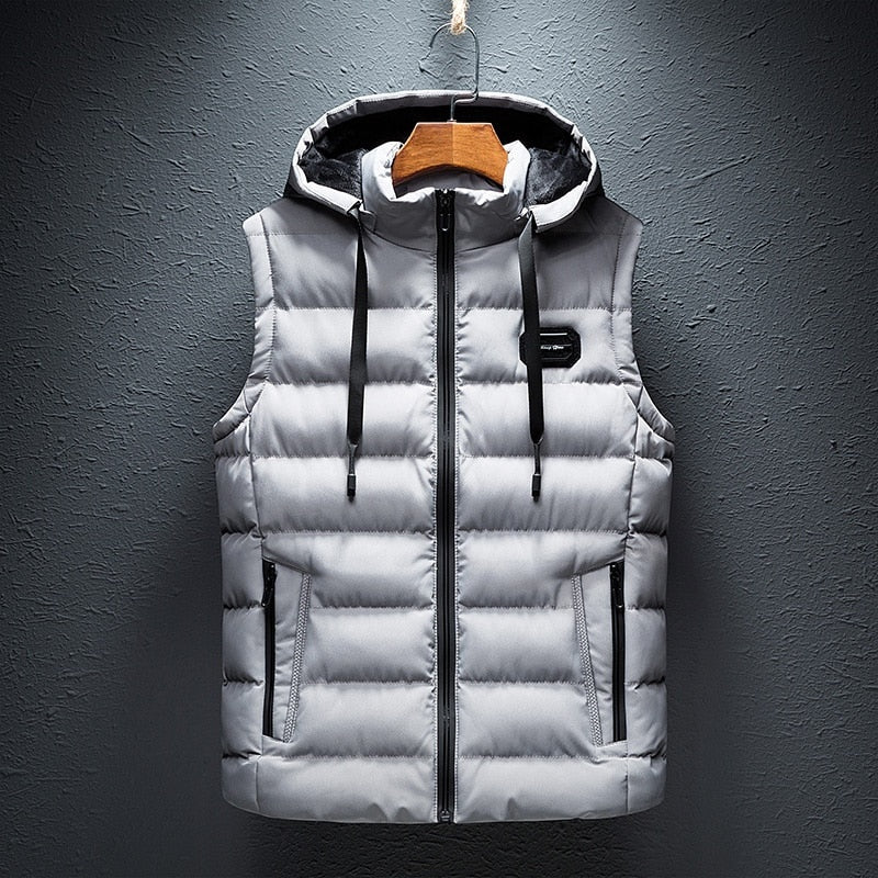 Chaleco Acolchado con Capucha para Hombre, Cremallera