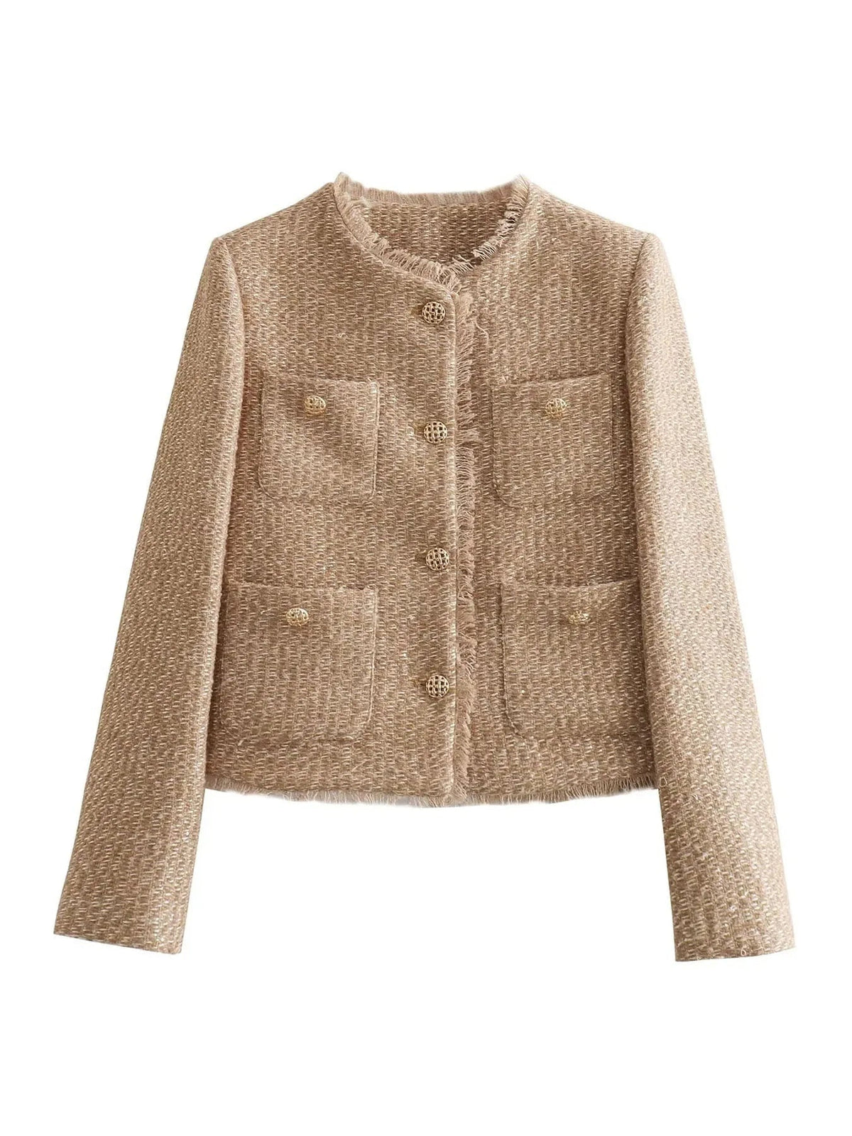 Chaqueta de Tweed Corta con Botones