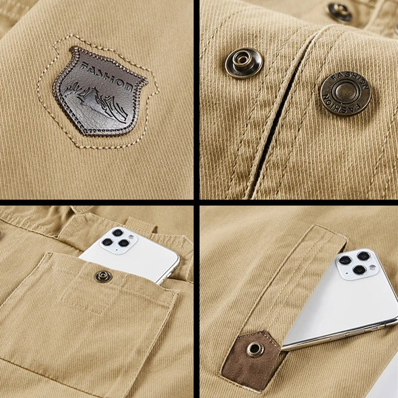 Chaqueta Militar de Algodón para Hombre, Multibolsillos