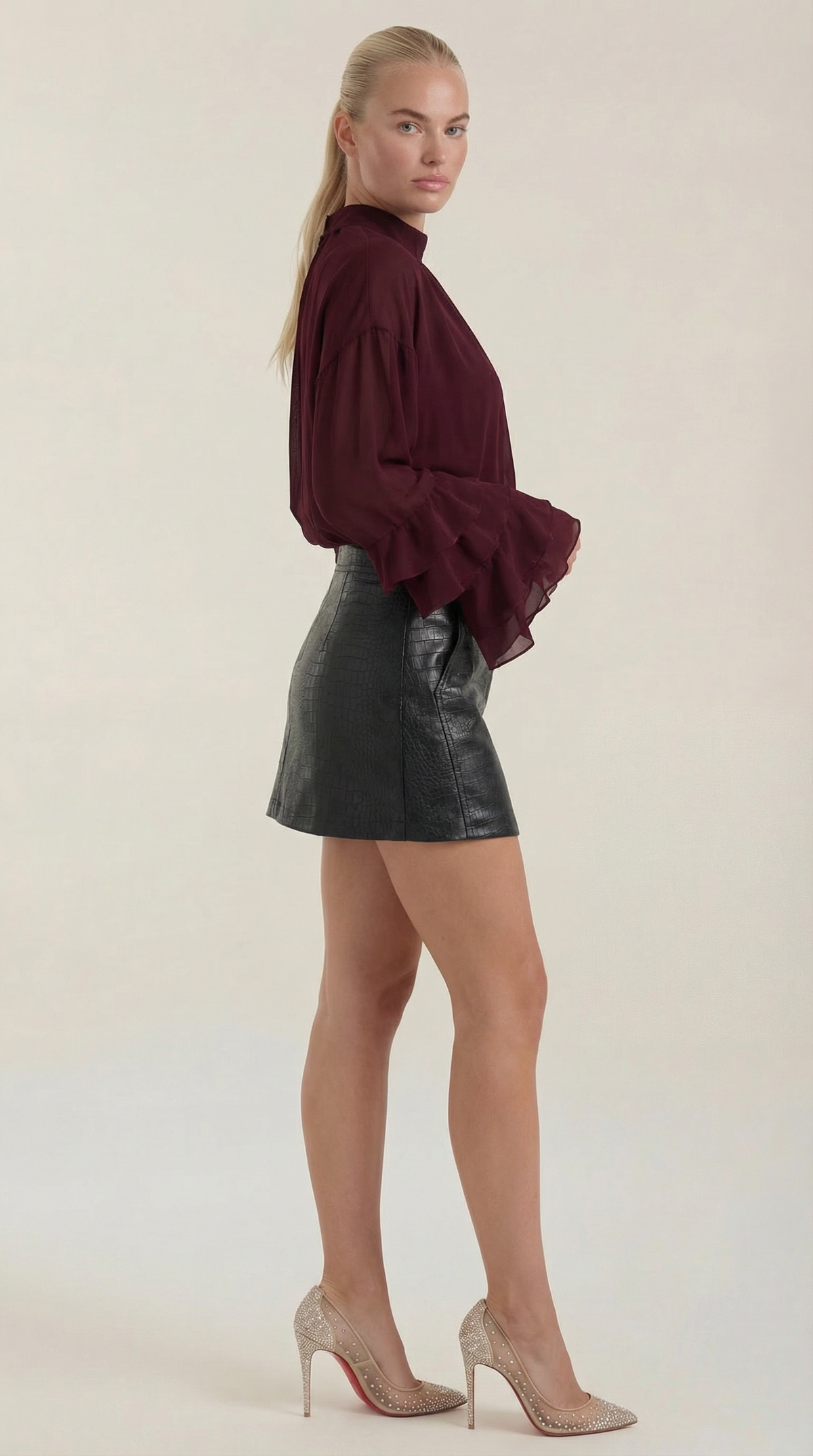 Top Alma transparente de cuello alto simulado